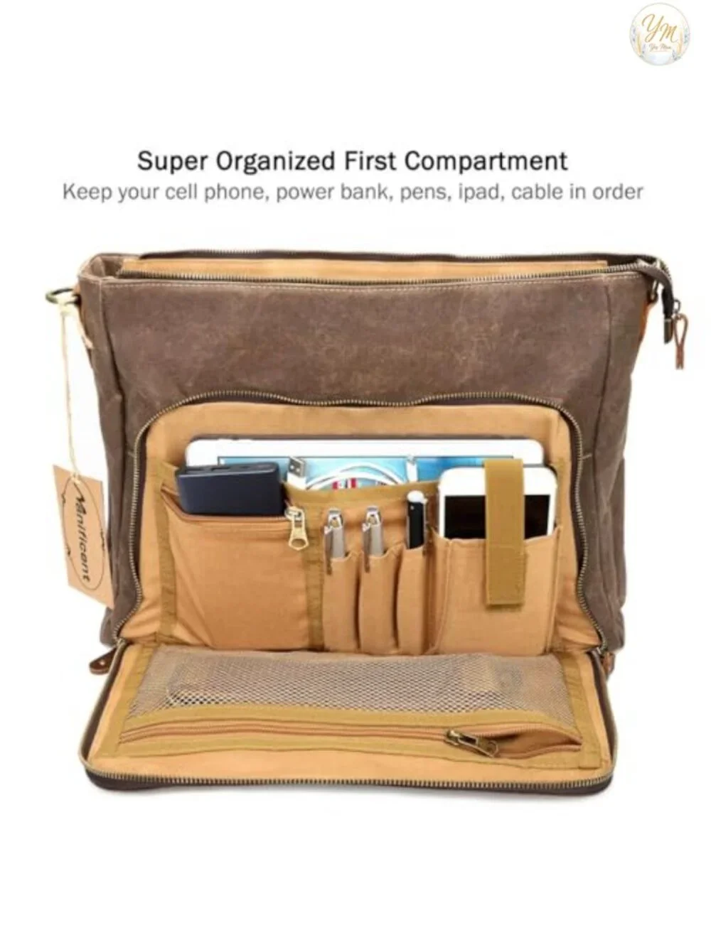 Vintage Genuine Leather Laptop Messenger Bag 15.6 Inch Men's Waterproof Waxed